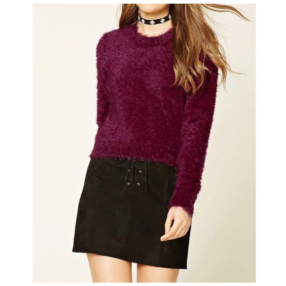 FOREVER 21 fuzzy crop top sweater - Picture 1 of 5